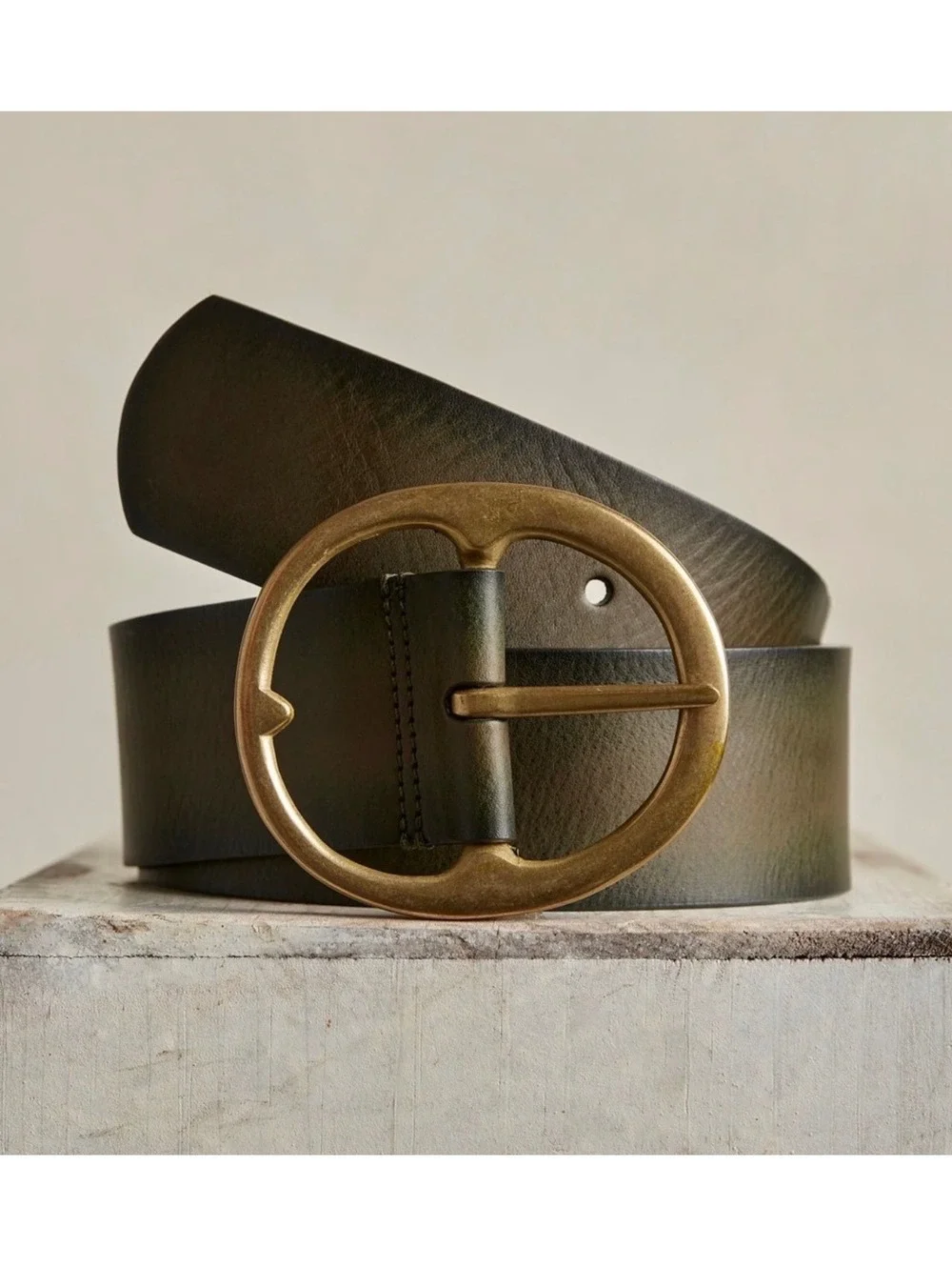 NWT Free People Brown Espresso Leather Belt With Brass Buckle SZ S/M